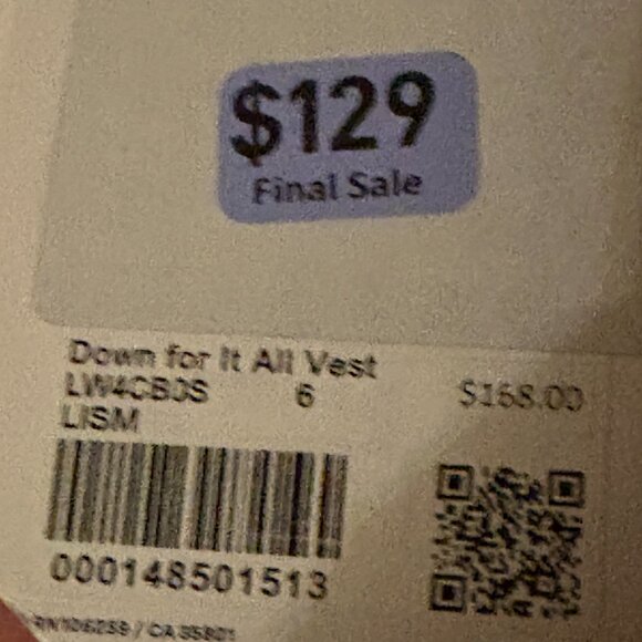 Lululemon Down For It All Vest Sz 6 LISM Lilac Full Zip 2 Zipped Pockets - Picture 8 of 10